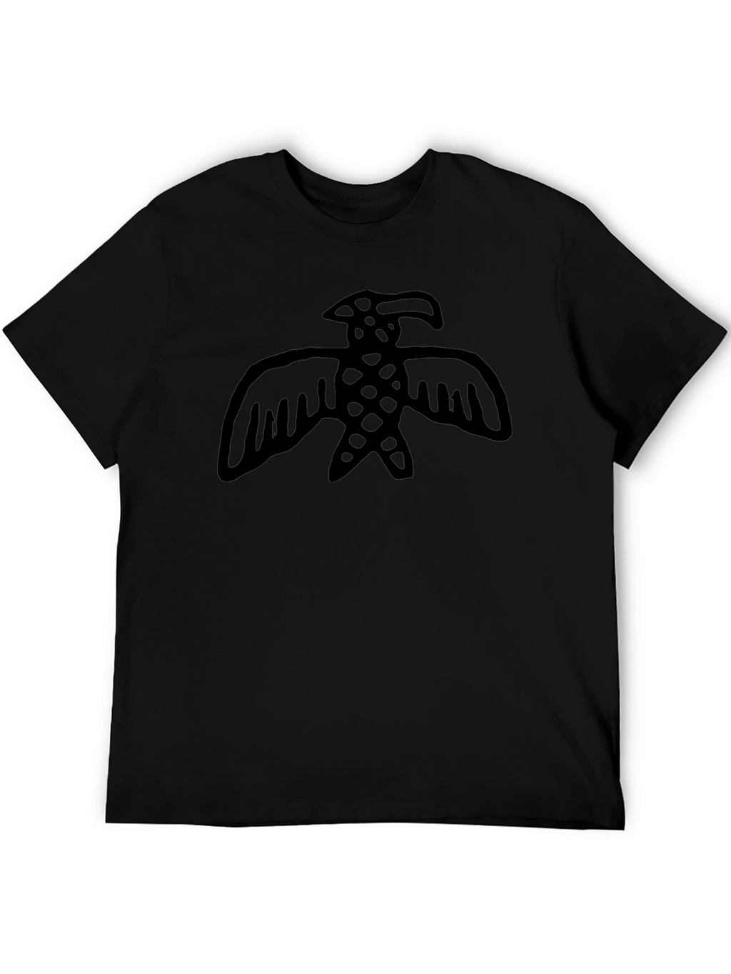 Black T-Shirt with Abstract Bird Print