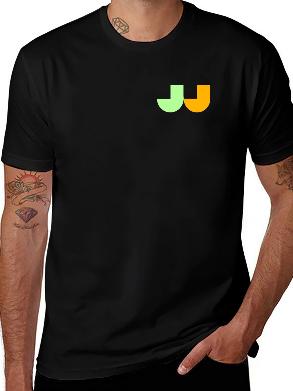 Modern Black T-Shirt with Unique Logo