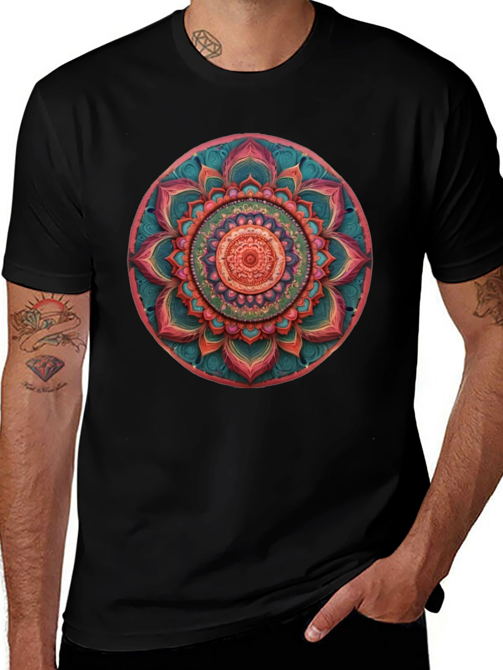 Mandala Print Crew Neck T-Shirt
