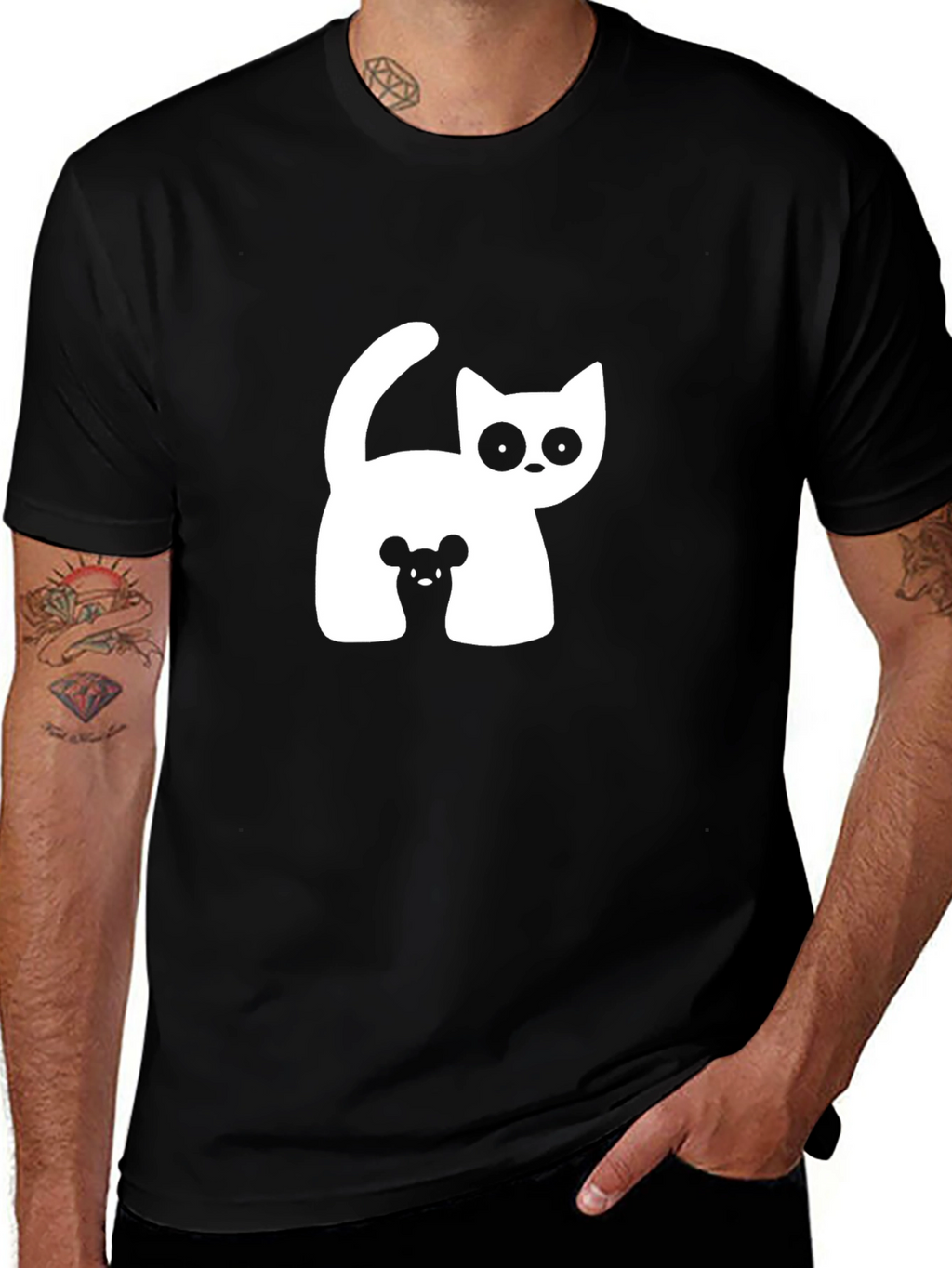 Cat and Mouse Graphic Tee - Black