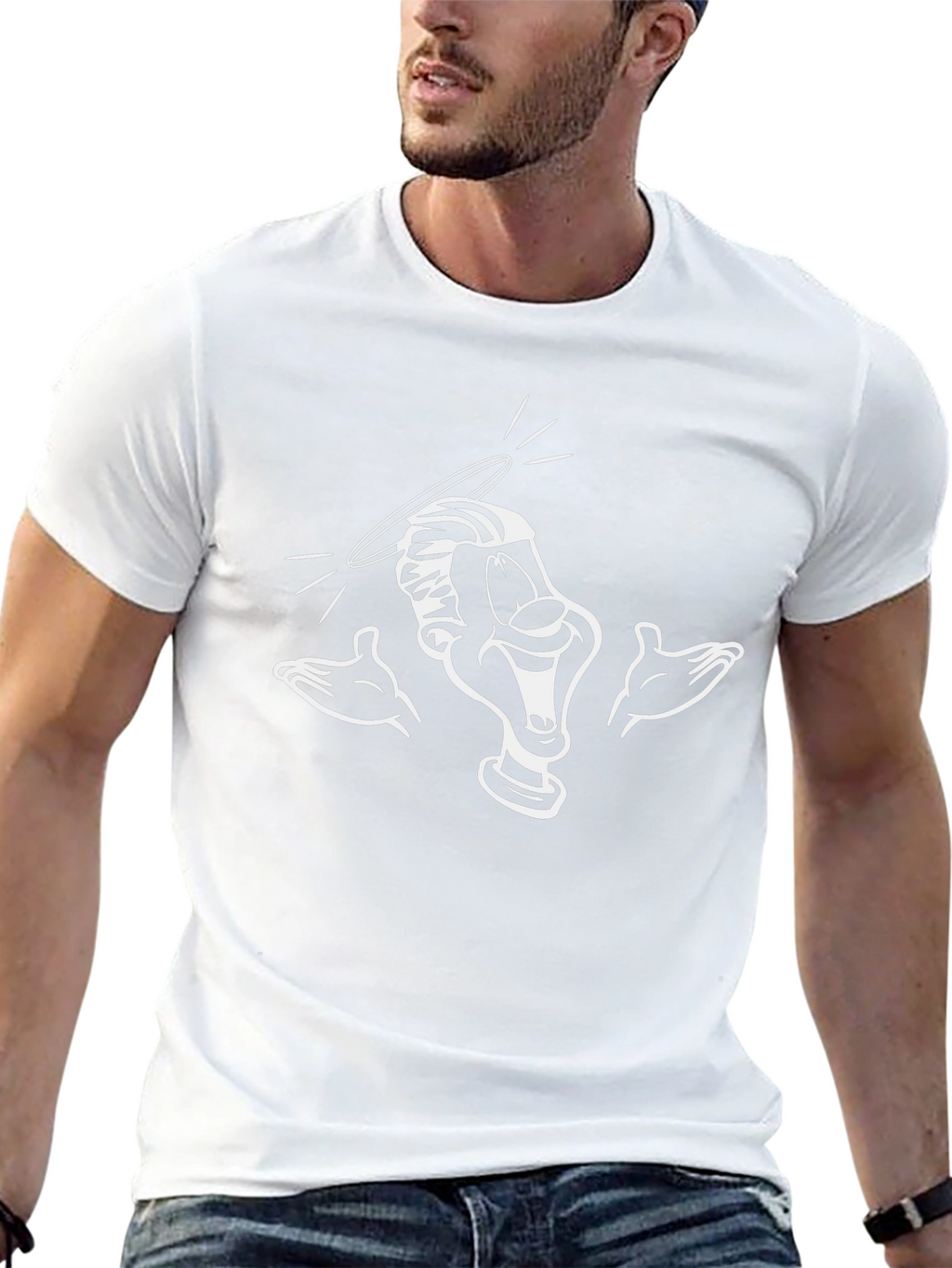 Cartoon Character Graphic T-Shirt - Black Cotton Blend