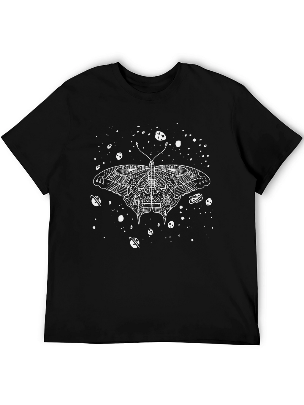 Galaxy Moth Graphic T-Shirt - Black Cotton Tee