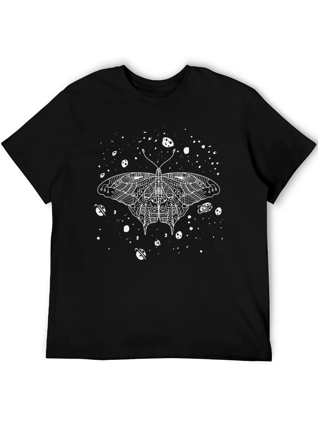Galaxy Moth Graphic T-Shirt - Black Cotton Tee