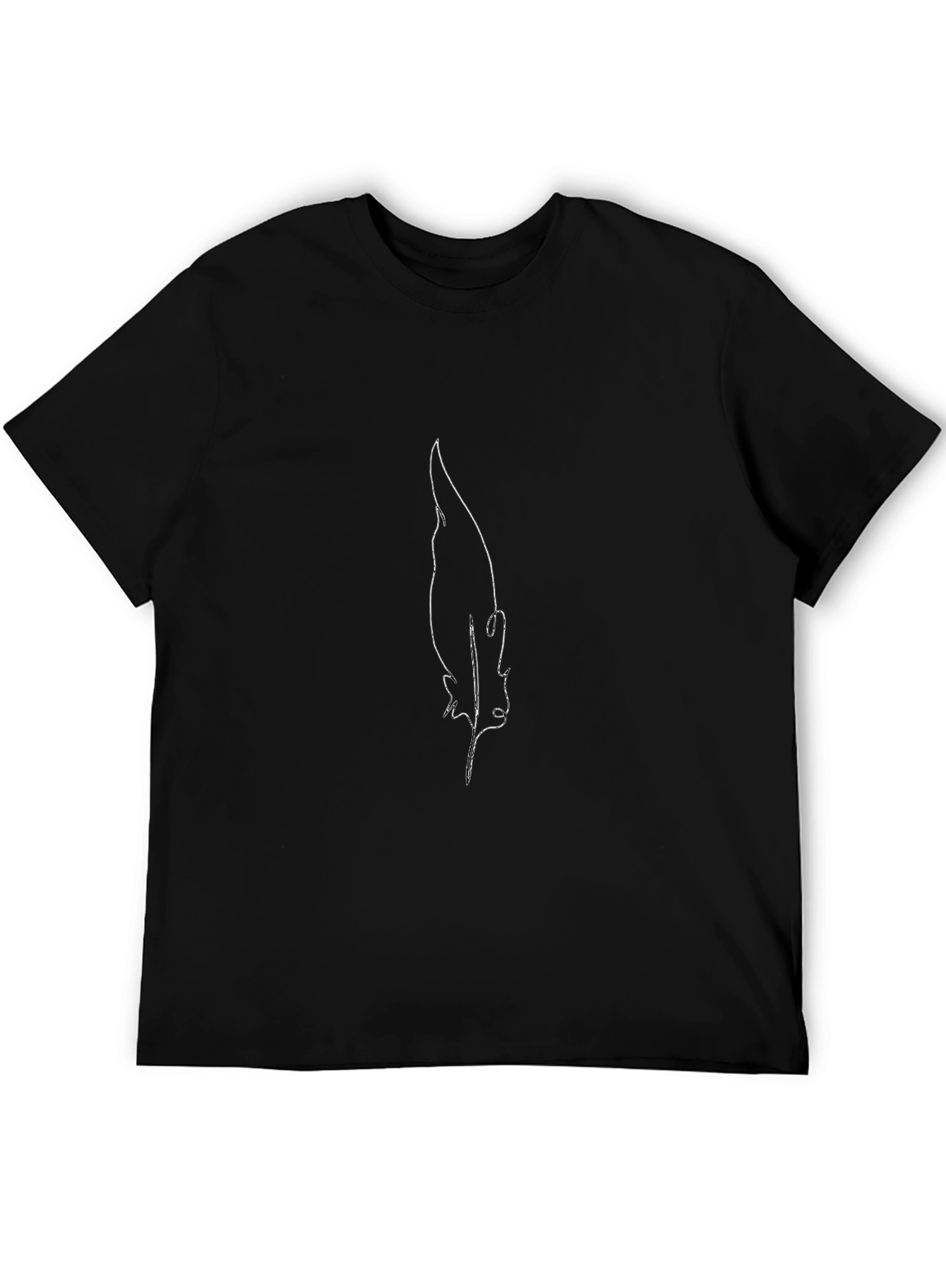 Minimalist Feather Graphic Black T-Shirt