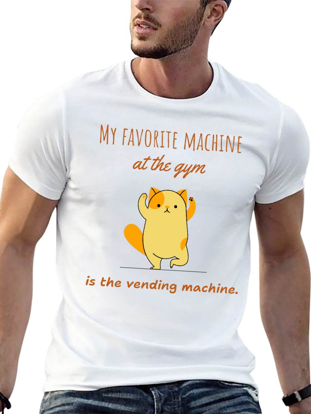 Gym Humor T-Shirt - Vending Machine Cat