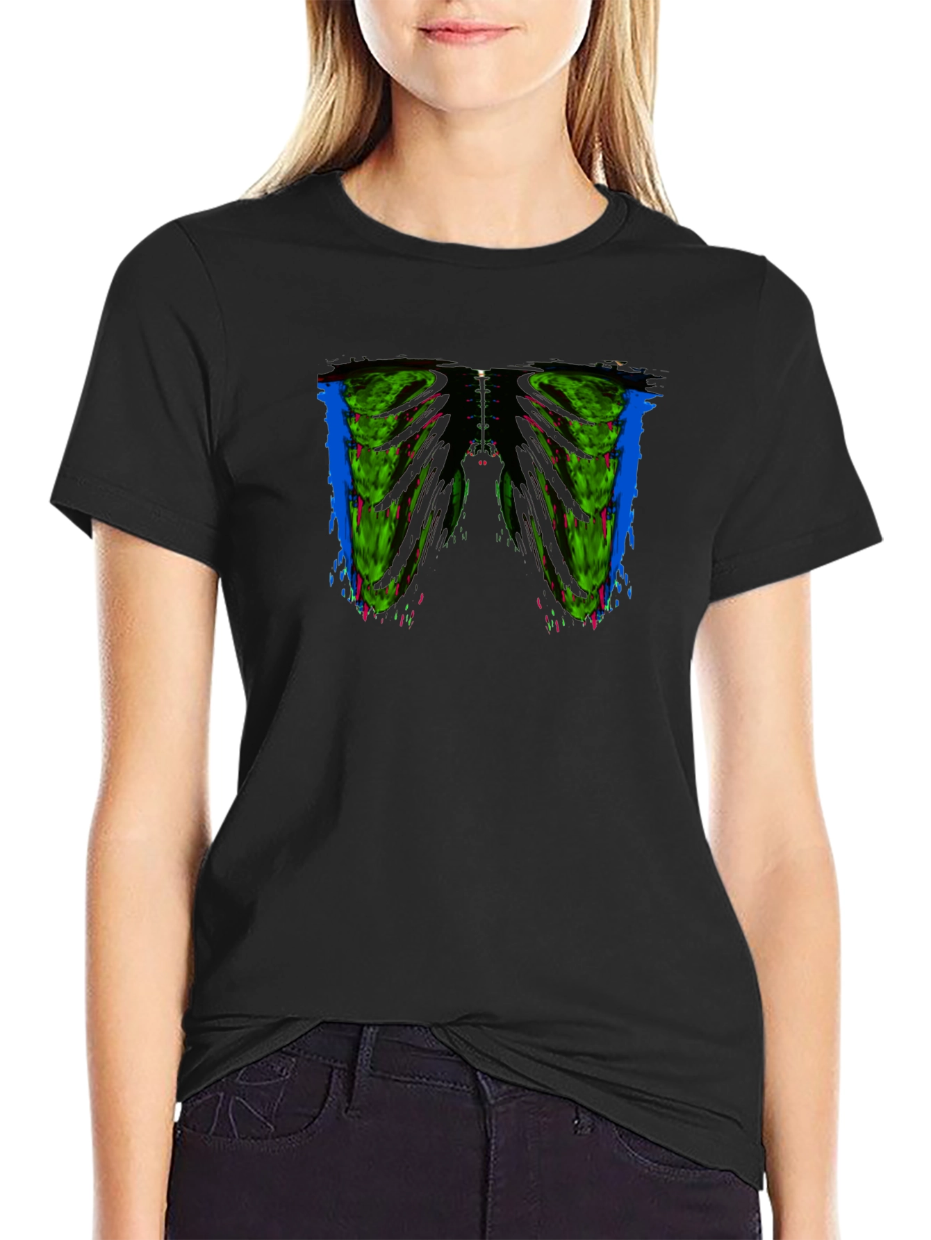 Edgy Rib Cage Graphic Tee - Mens Black T-Shirt