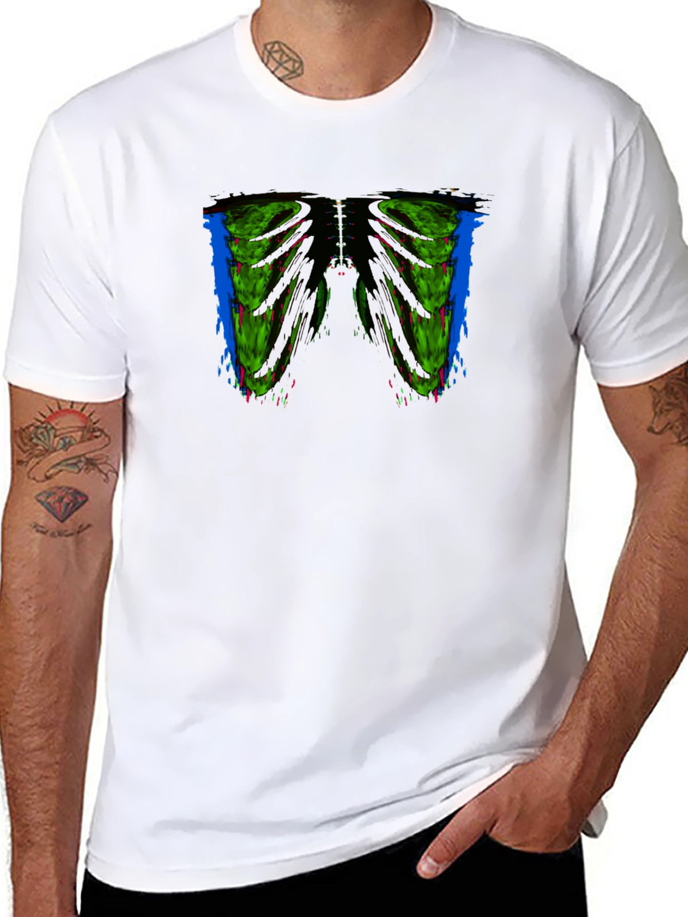 Edgy Rib Cage Graphic Tee - Mens Black T-Shirt