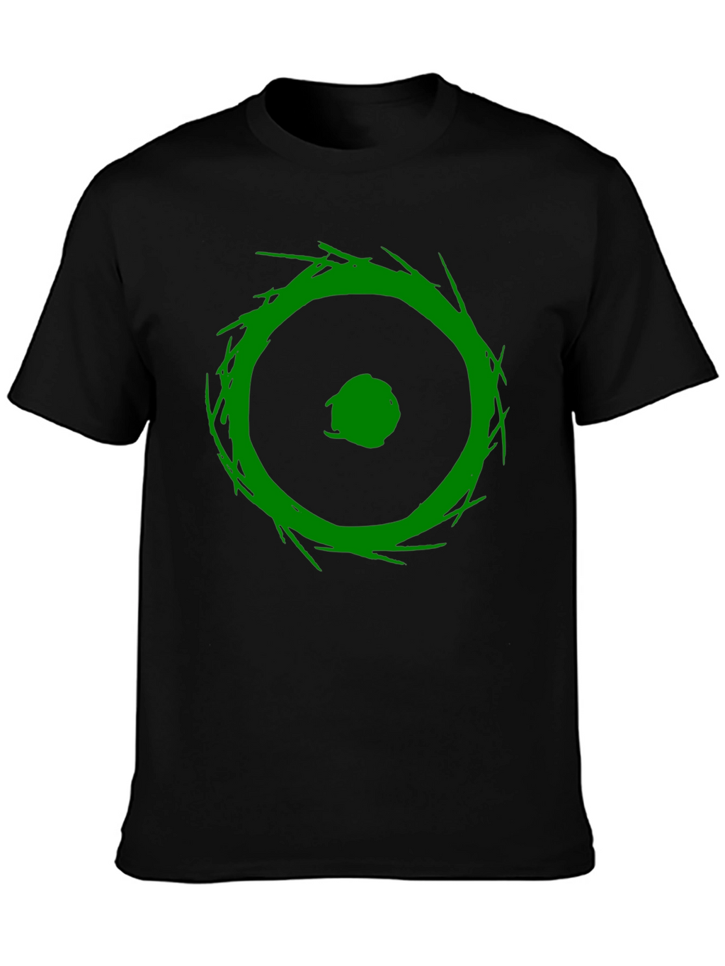 Abstract Green Graphic Print Black T-Shirt