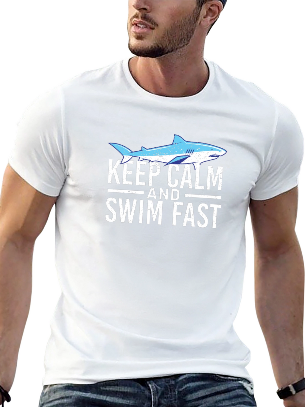 Keep Calm & Swim Fast Shark Graphic Tee