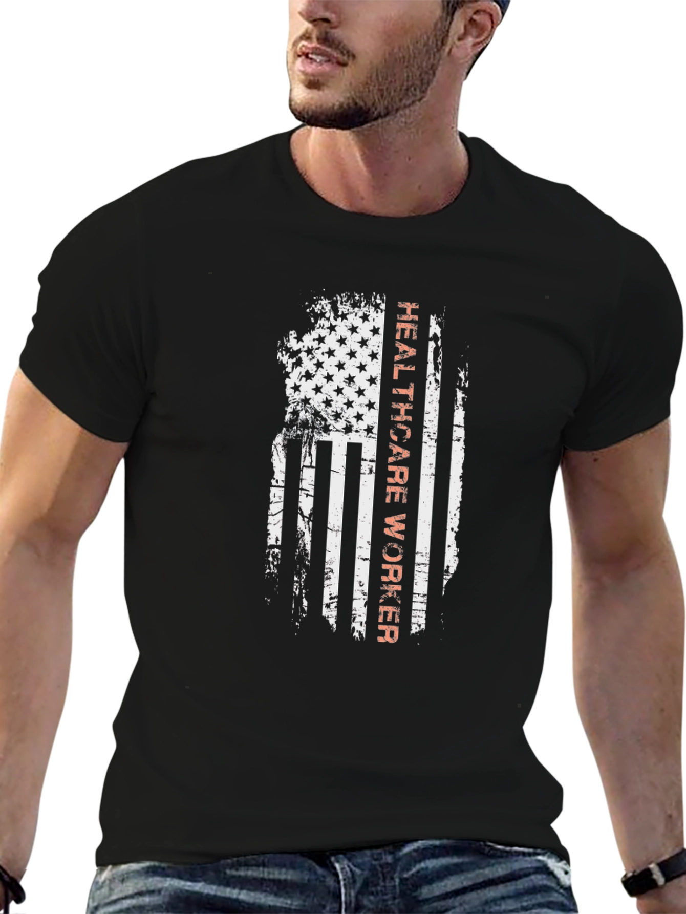 Healthcare Worker American Flag Graphic Tee