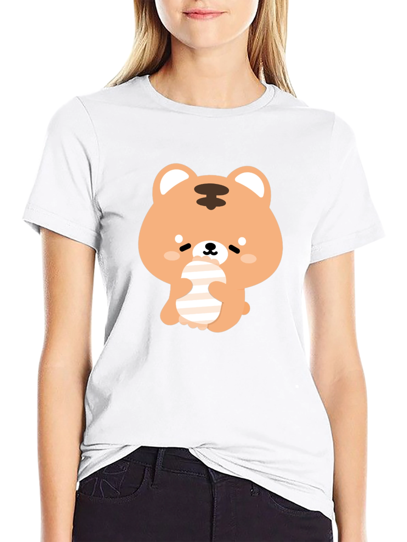 Cute Bear Graphic Black T-Shirt