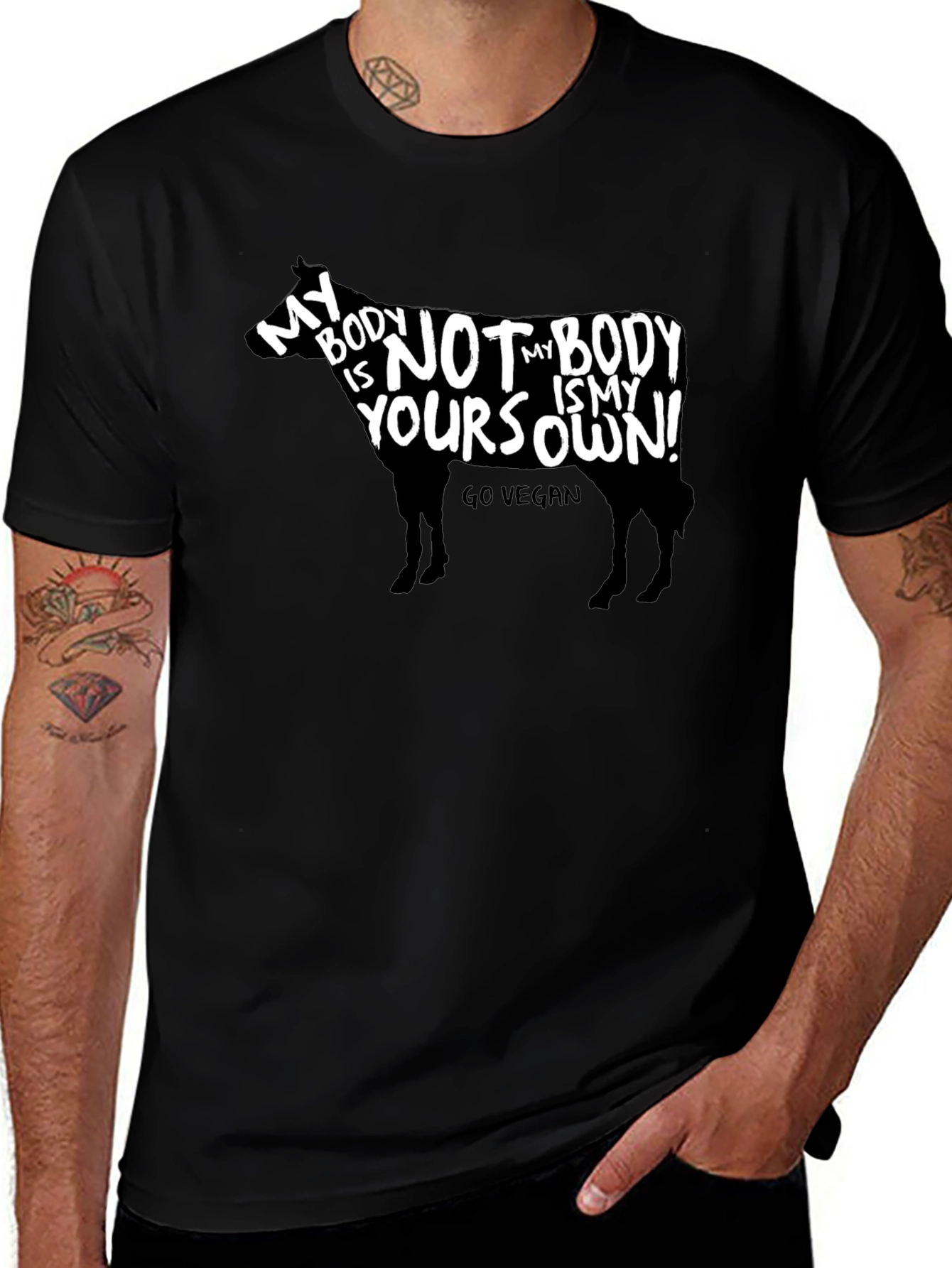 Vegan Cow T-Shirt - My Body Is My Own!