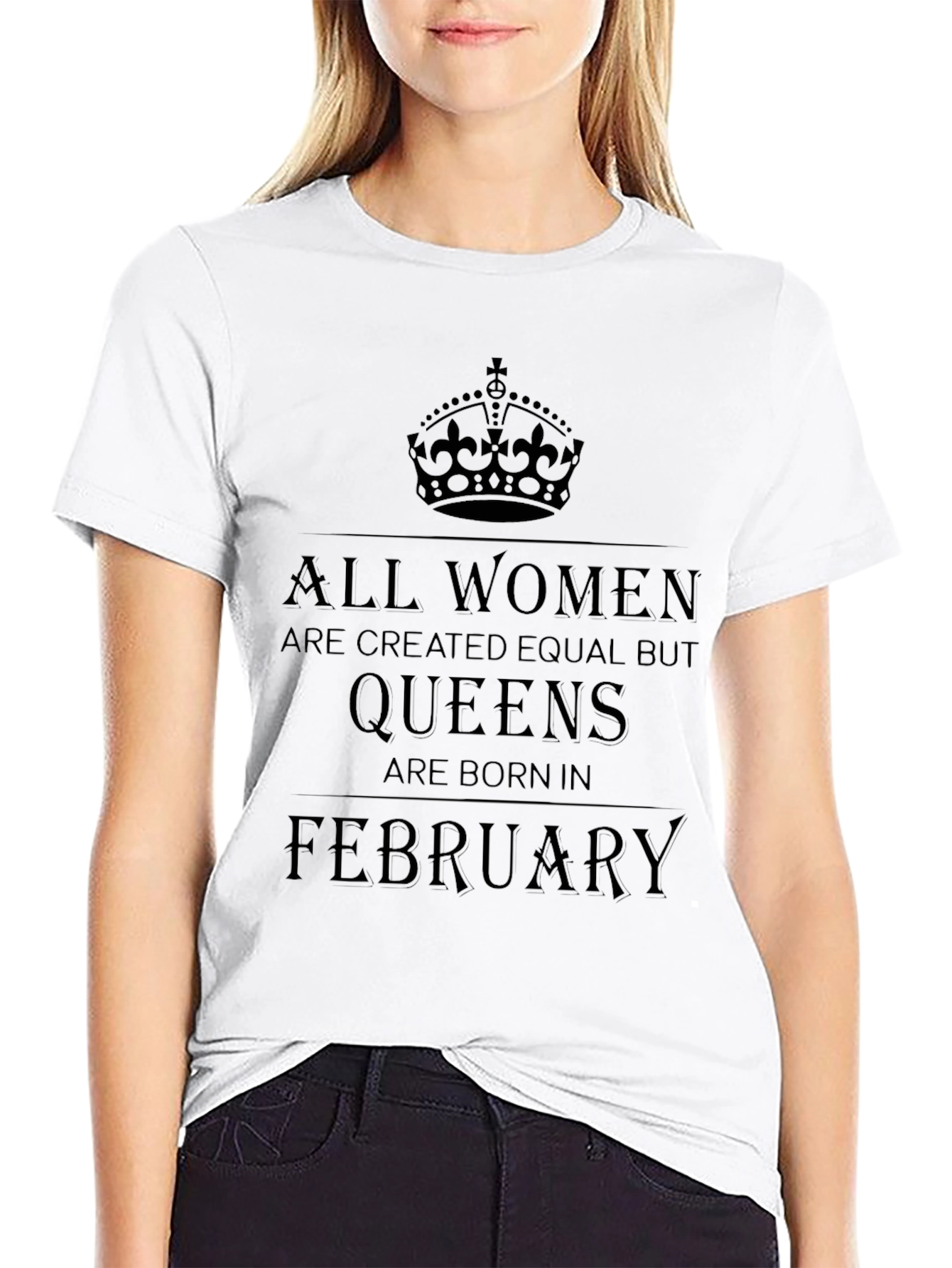 Queens Born in February T-Shirt - Black