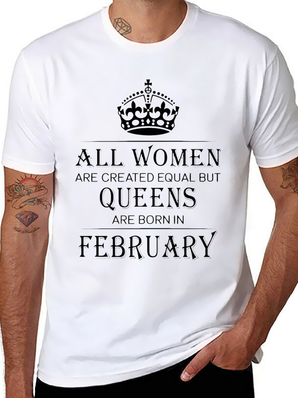 Queens Born in February T-Shirt - Black