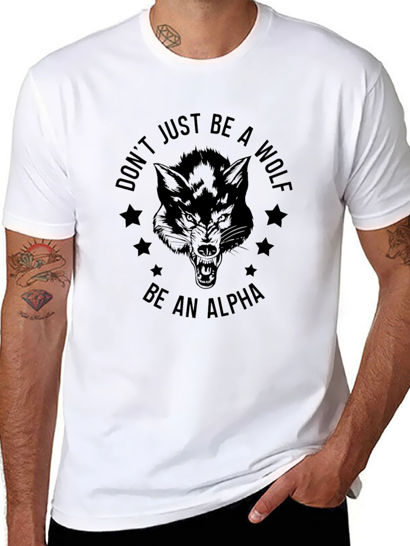 Be an Alpha Wolf Graphic Tee - Black