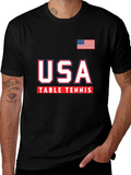 USA Table Tennis T-Shirt - Patriotic Graphic Tee