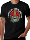 Faithful Unto Death Sugar Skull Football T-Shirt