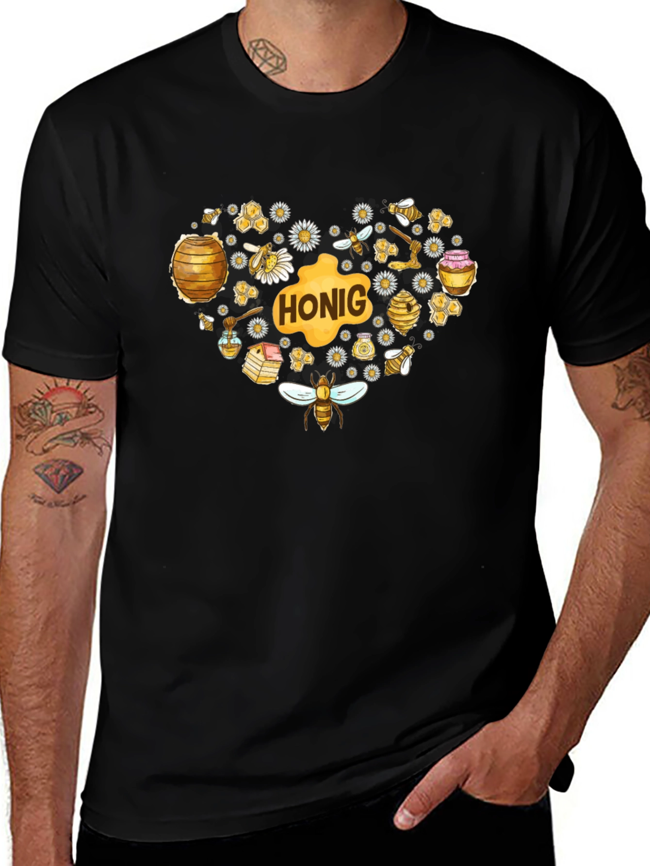 Honey Heart Graphic Tee - Black T-Shirt
