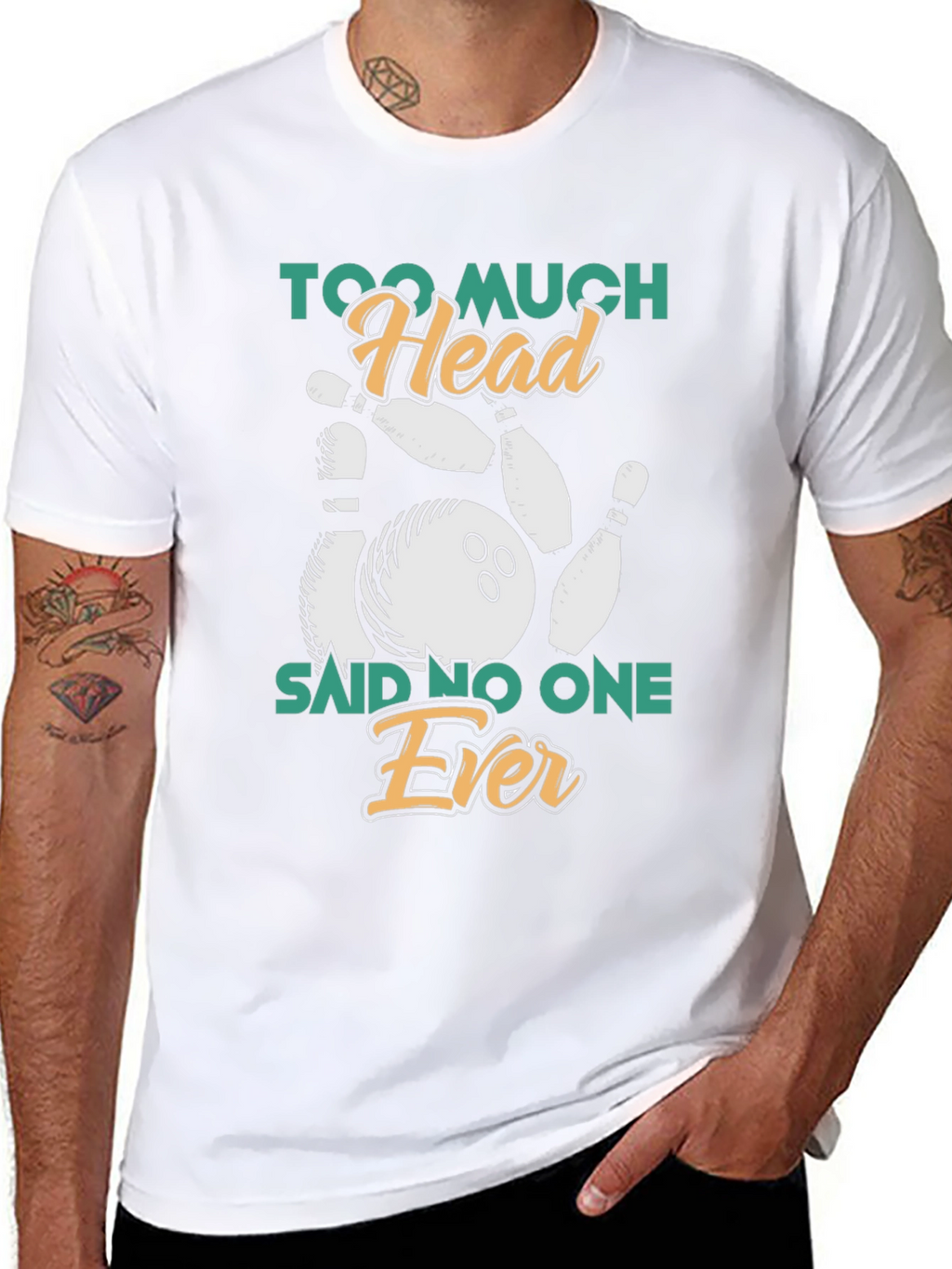 Too Much Head Bowling Graphic T-Shirt