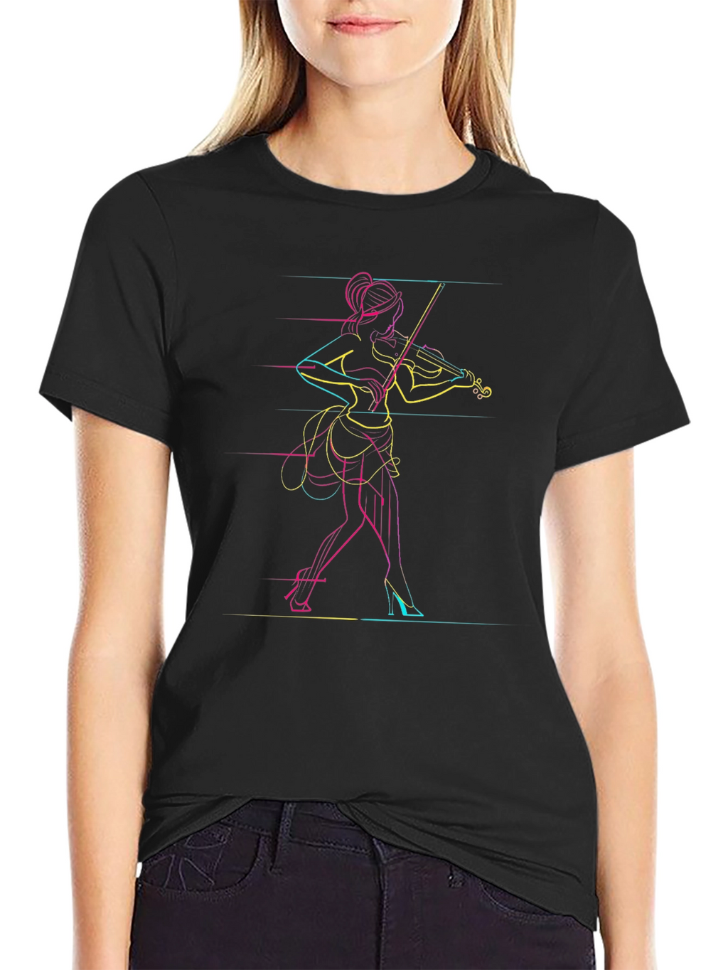 Abstract Violin Player Graphic Tee