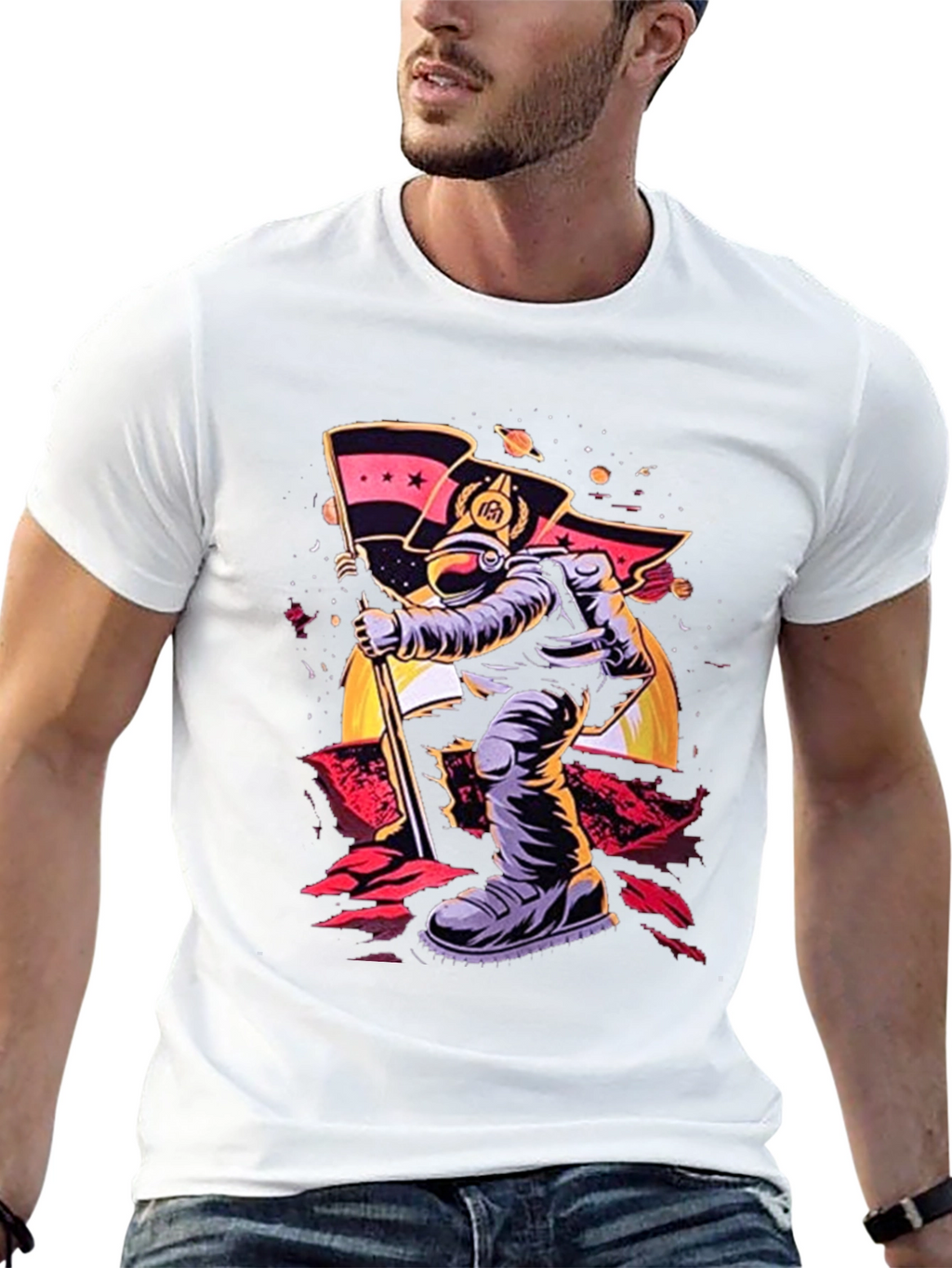 Astronaut Flag T-Shirt - Space Explorer Tee