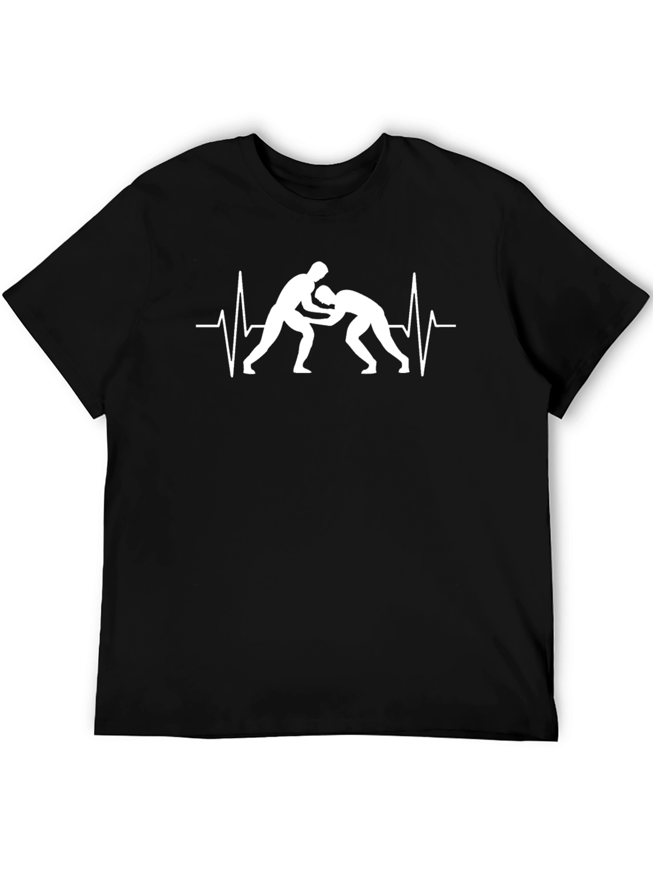 Wrestling Heartbeat T-Shirt - Black Graphic Tee