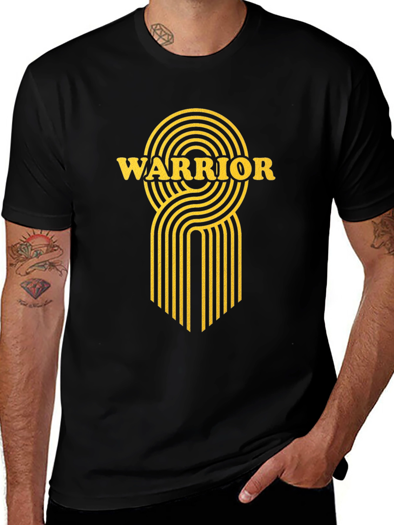 Warrior Graphic Print Black T-Shirt