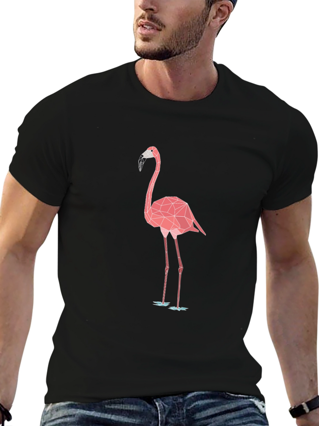 Geometric Flamingo Graphic Tee - Modern Style