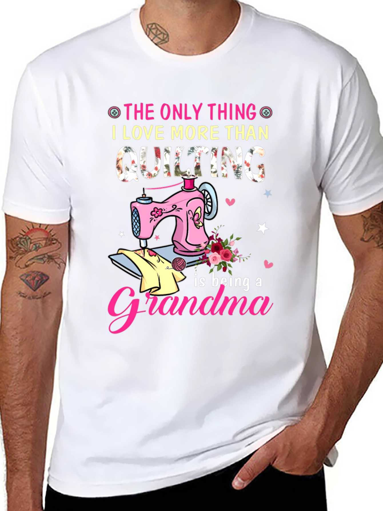 Quilting Grandma Black T-Shirt