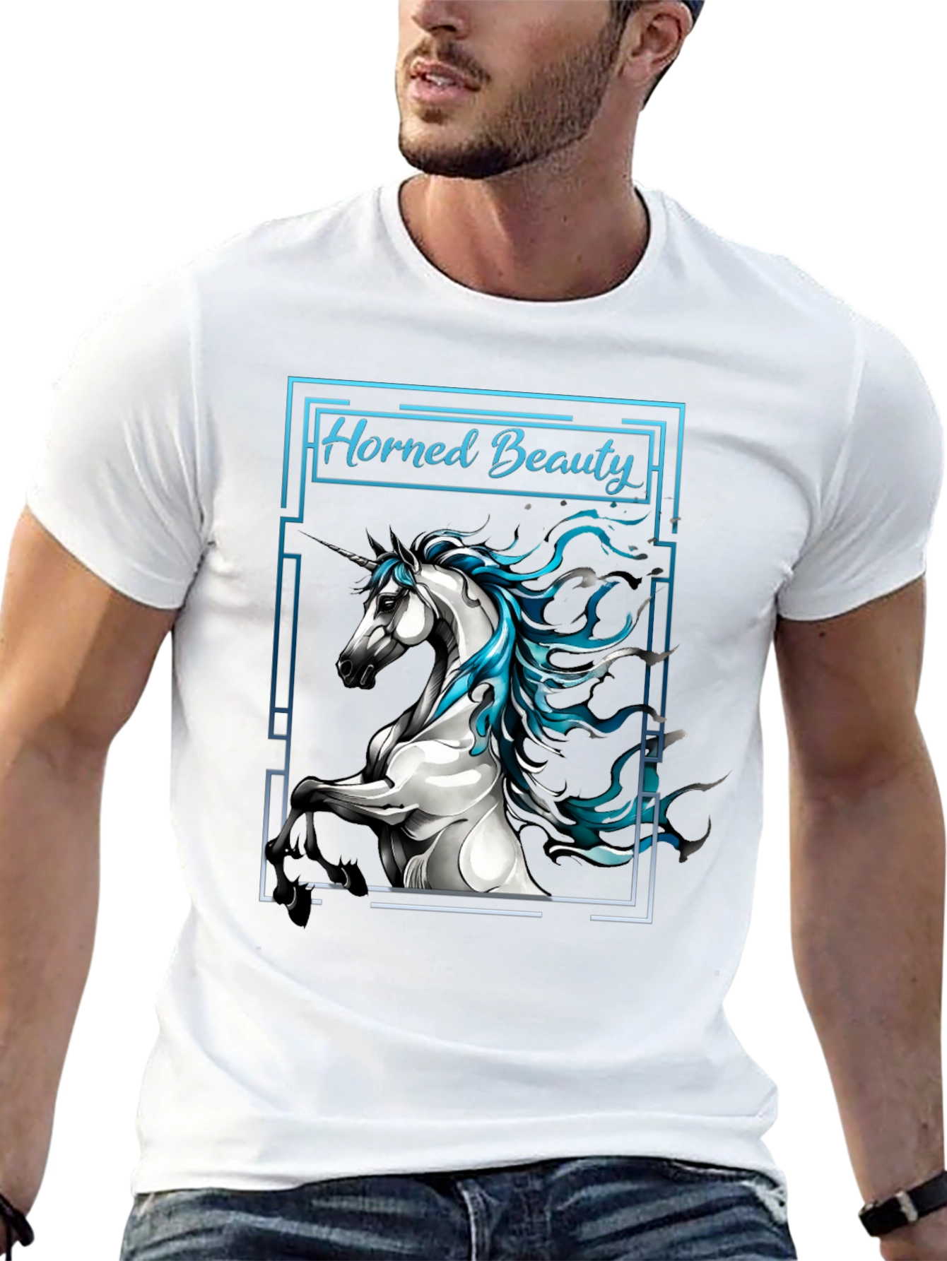 Horned Beauty Graphic Tee - Black Cotton