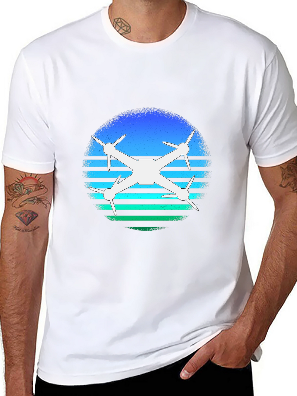 Drone Silhouette T-Shirt - Retro Style