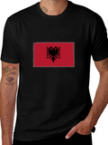 Albania Flag T-Shirt - Black Cotton Tee