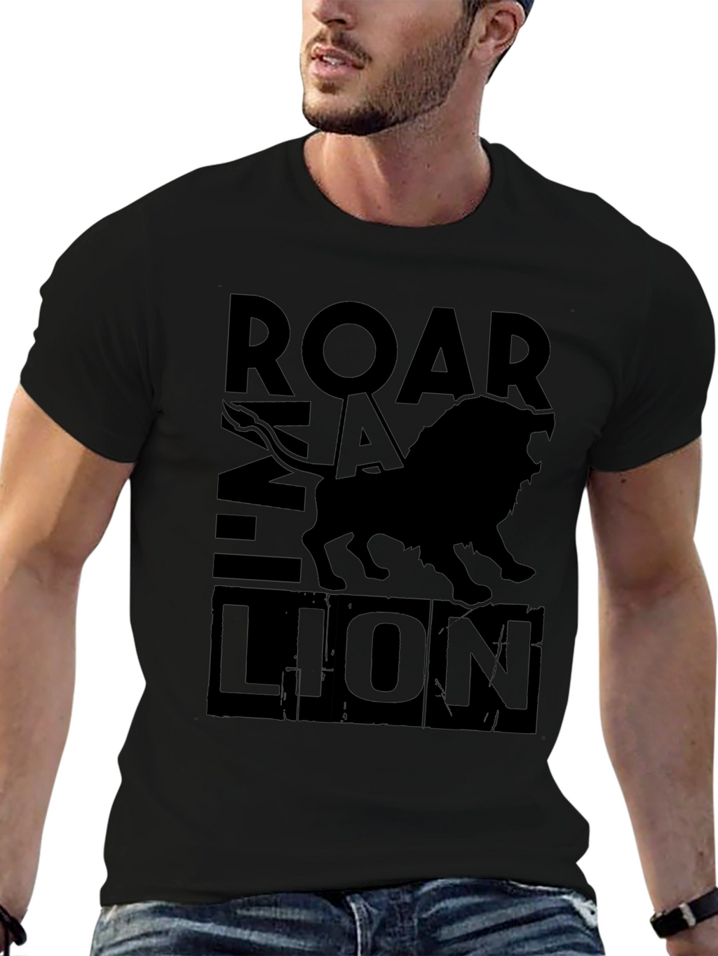 Roar Lion Black Graphic Tee