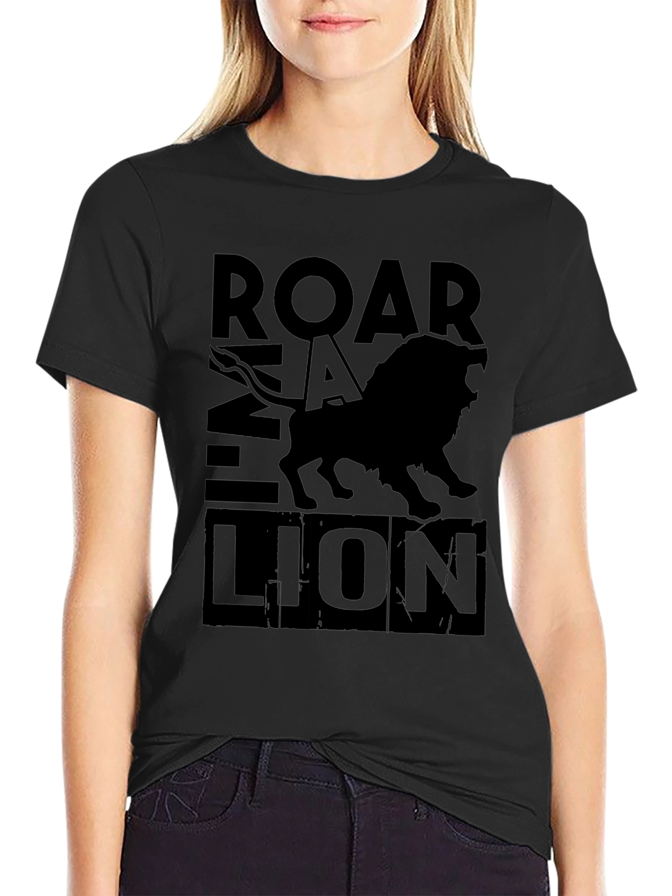 Roar Lion Black Graphic Tee