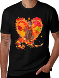 Doberman Fall Leaves Heart T-Shirt