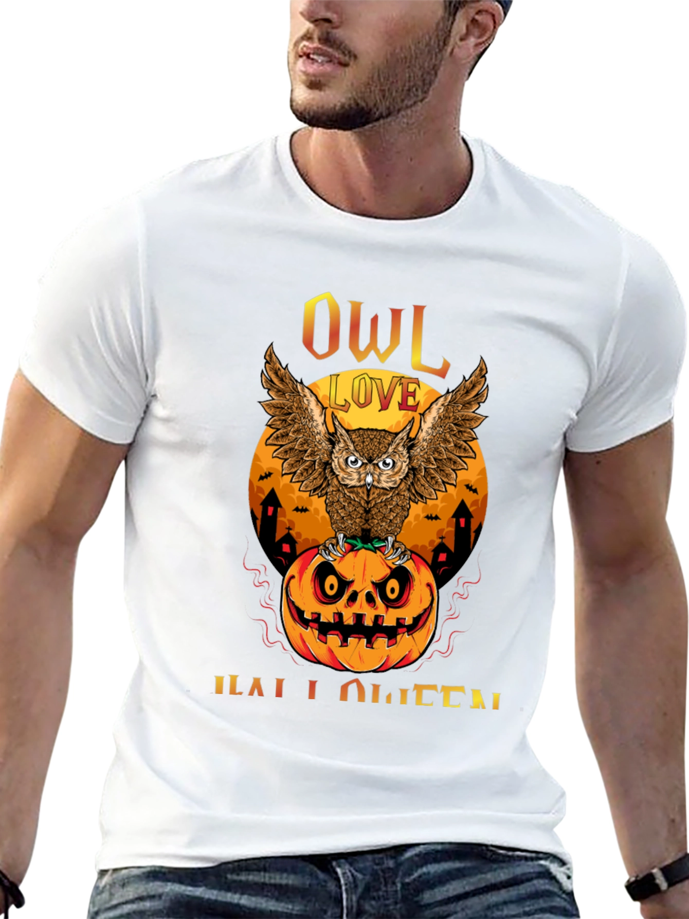 Owl Love Halloween T-Shirt - Pumpkin Design