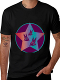 Star Circle Animal Print Graphic Tee - Black