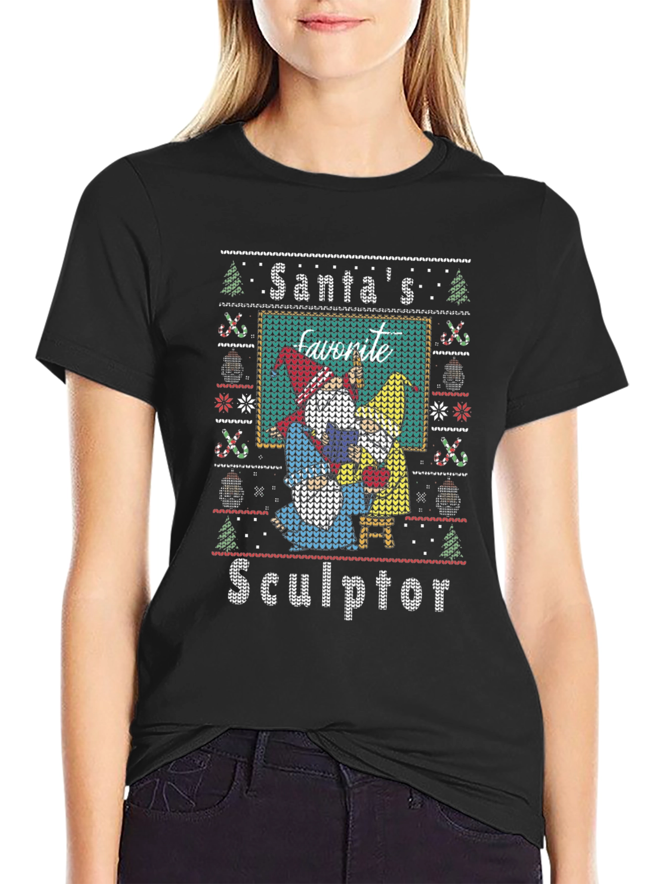 Santas Favorite Sculptor Ugly Christmas Sweater T-Shirt
