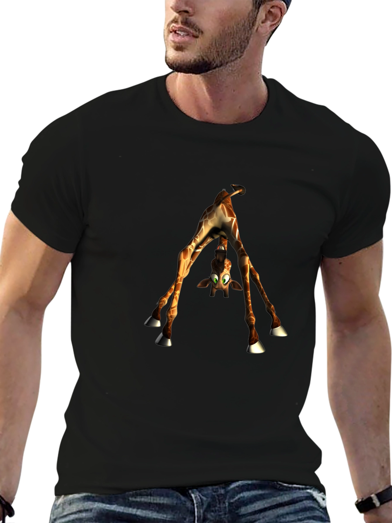 Upside-Down Giraffe Graphic Tee - Quirky Style