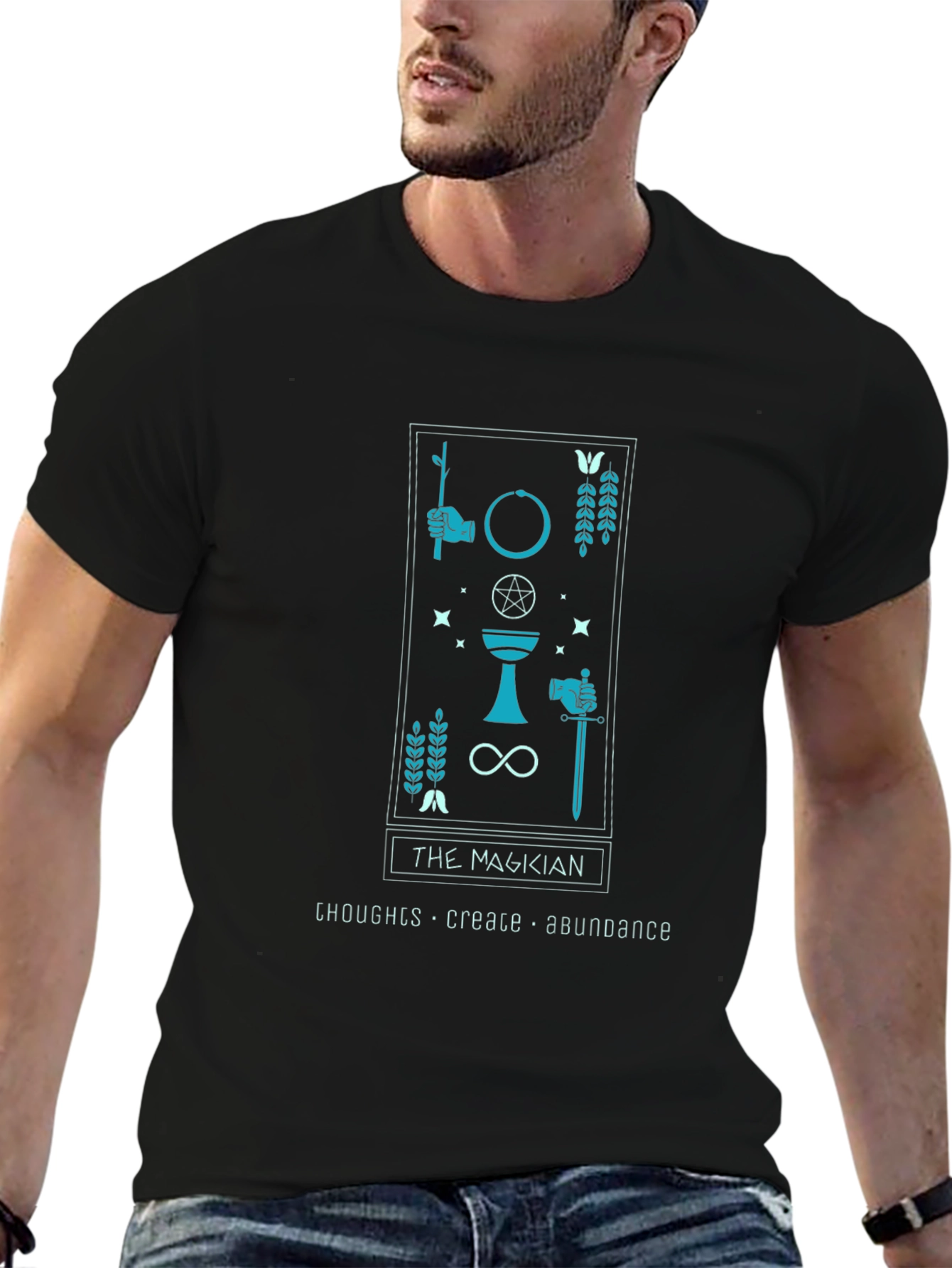 The Magician Tarot Card Black T-Shirt