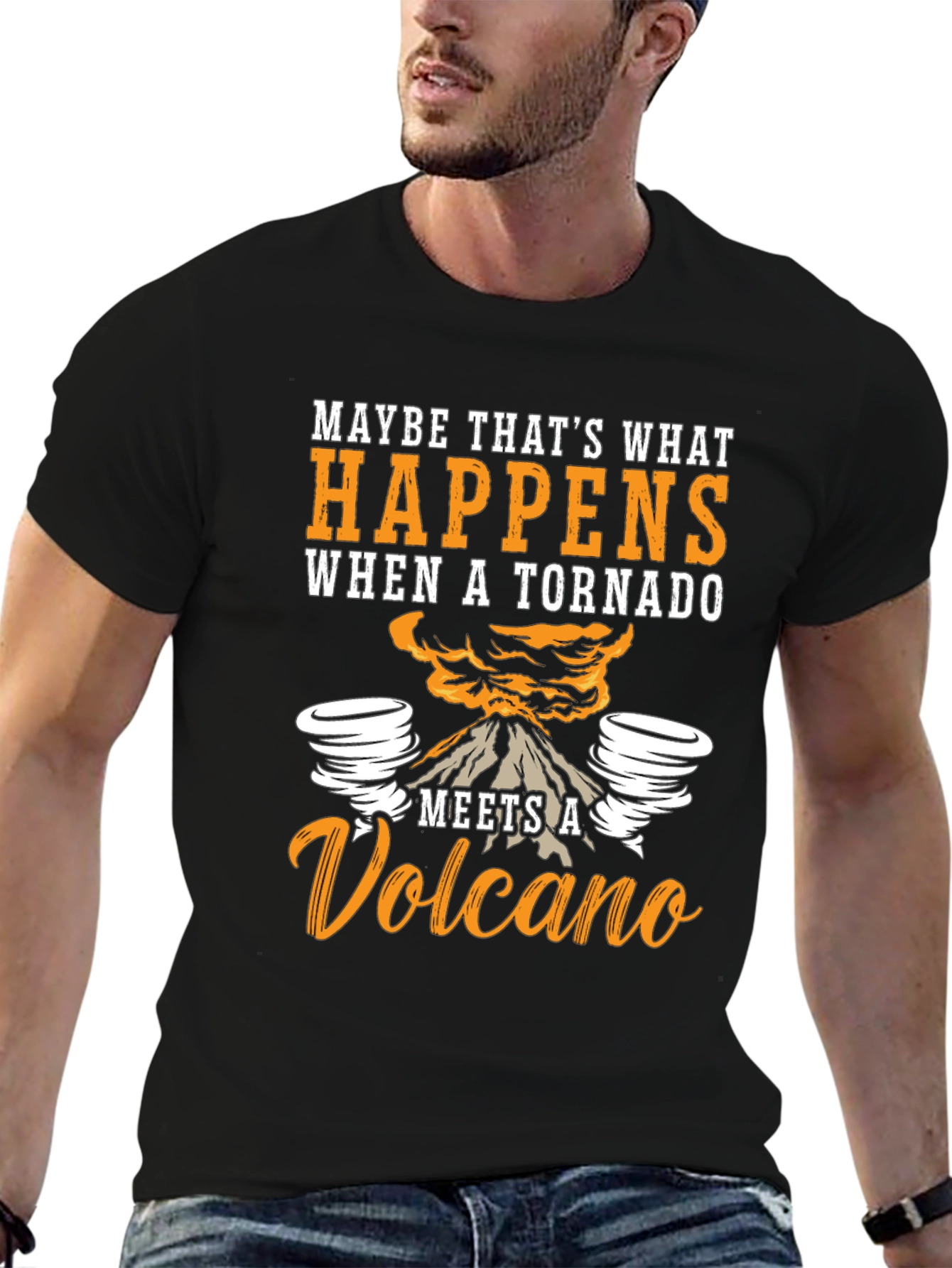 Tornado Volcano Graphic T-Shirt - Funny Nature Tee
