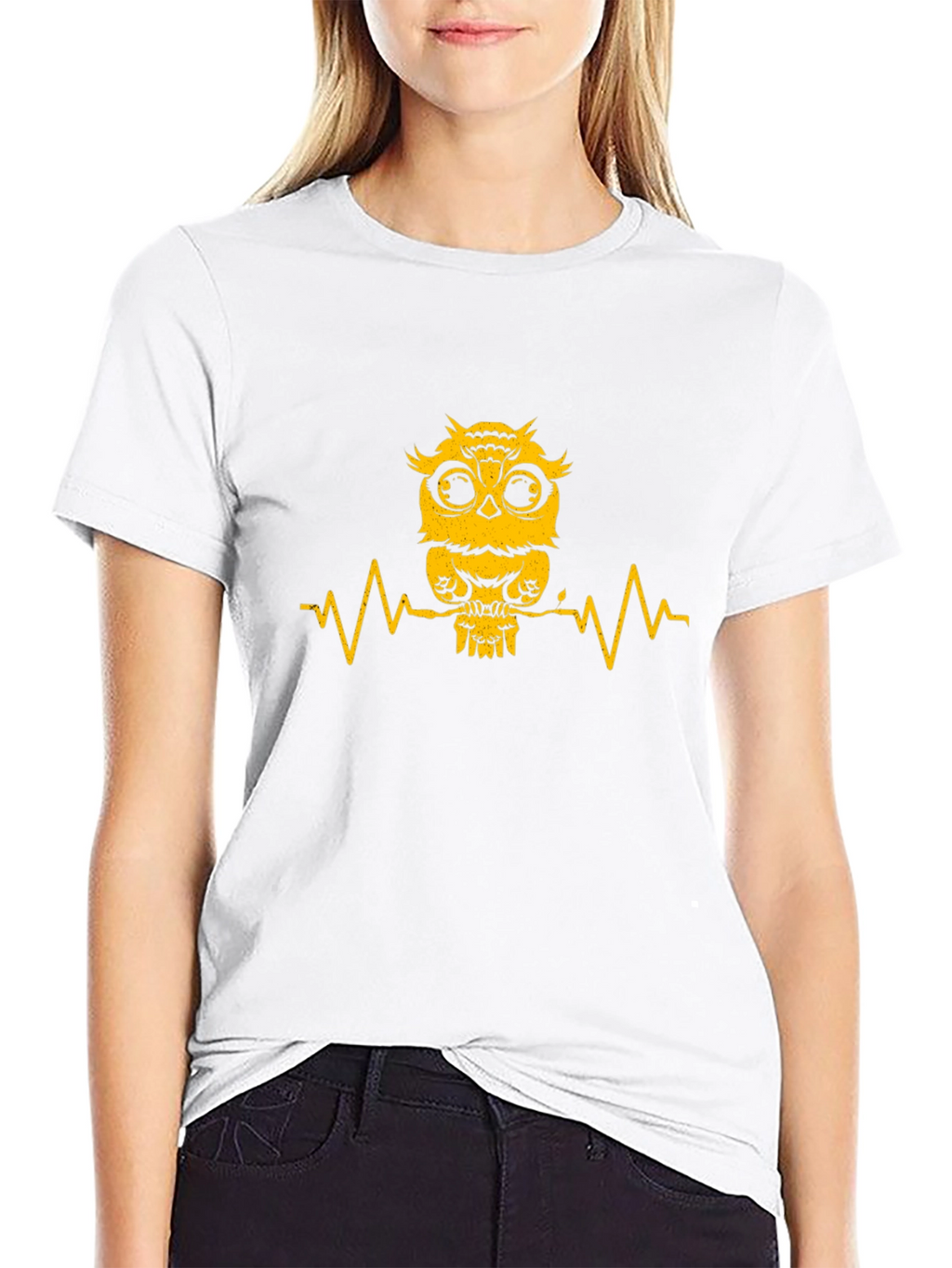 Owl Heartbeat Graphic Tee - Mens Black T-Shirt