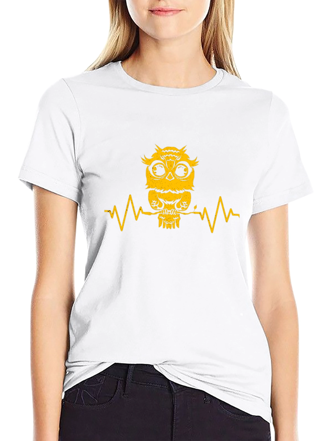 Owl Heartbeat Graphic Tee - Mens Black T-Shirt