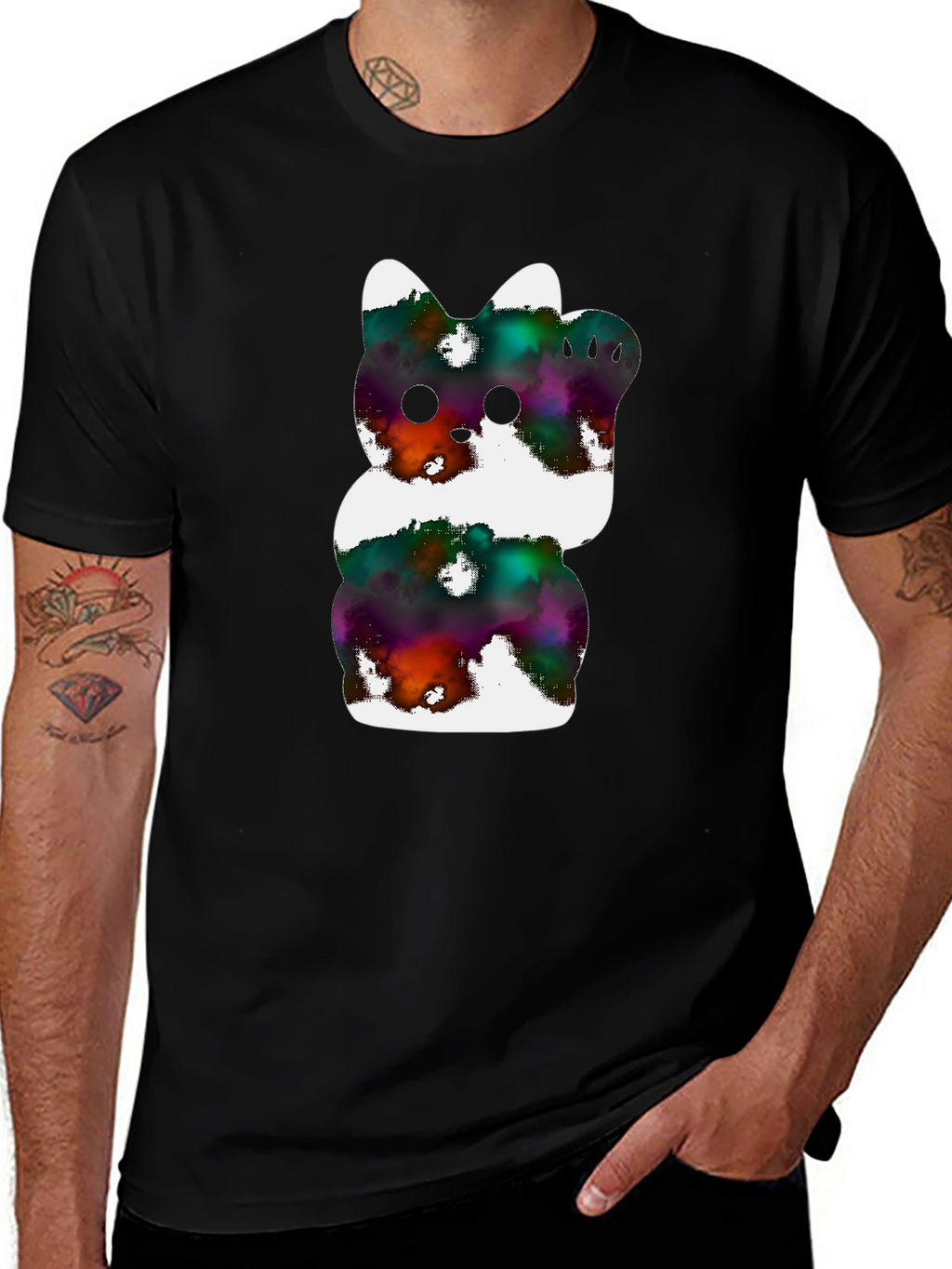Cosmic Kitty Graphic Tee - Black