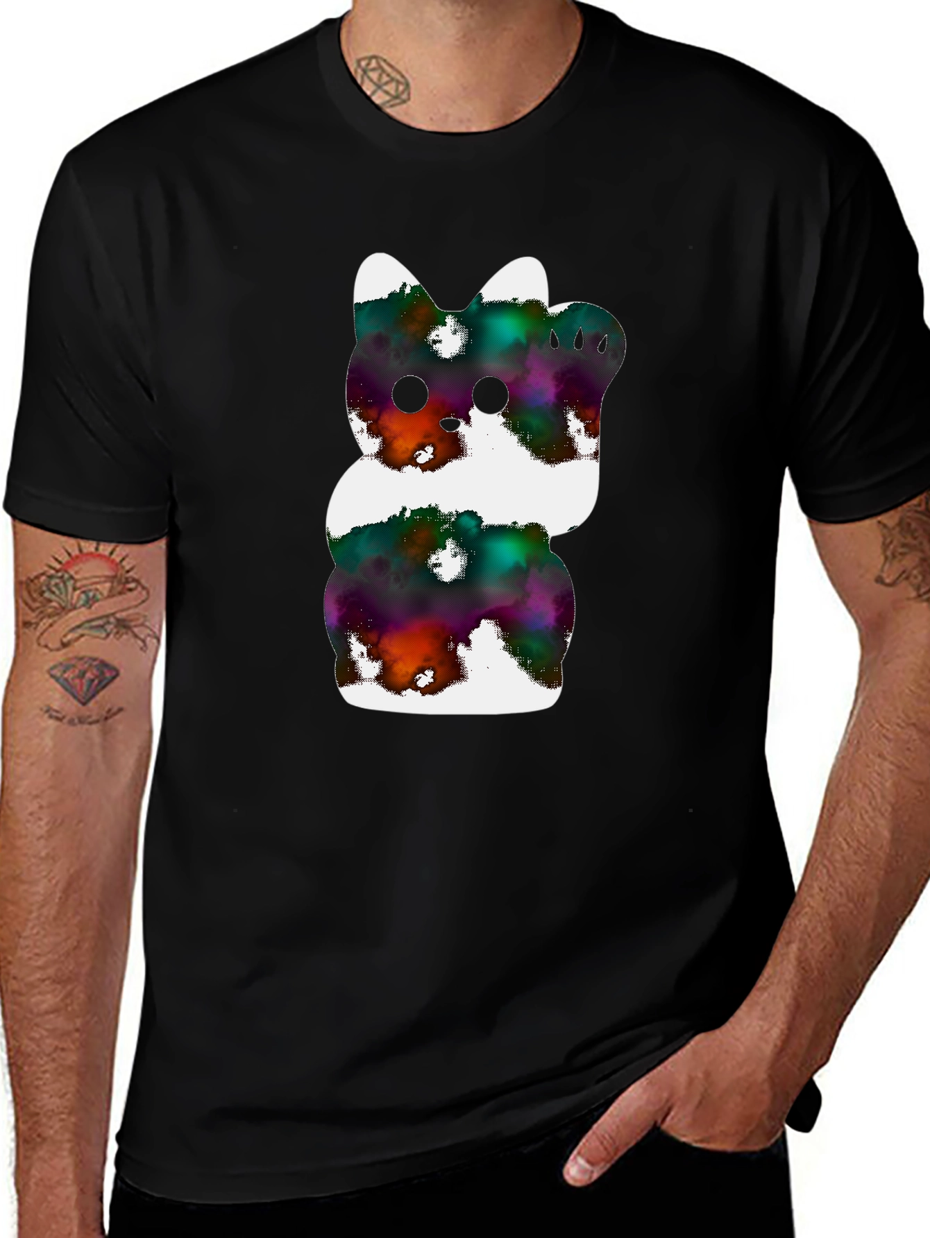 Cosmic Kitty Graphic Tee - Black