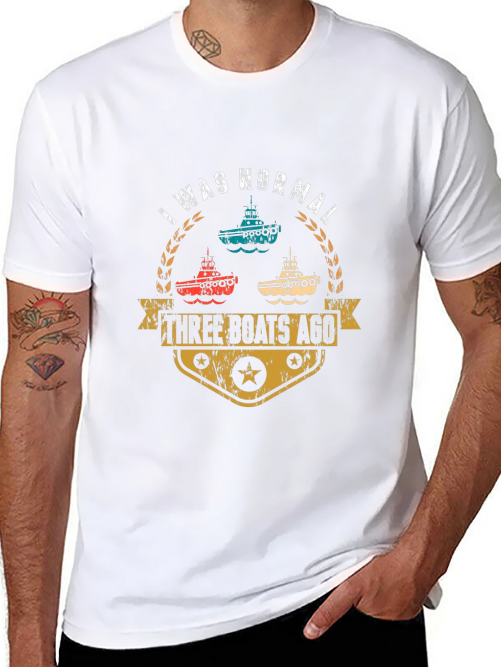 I Was Normal Three Boats Ago Black T-Shirt