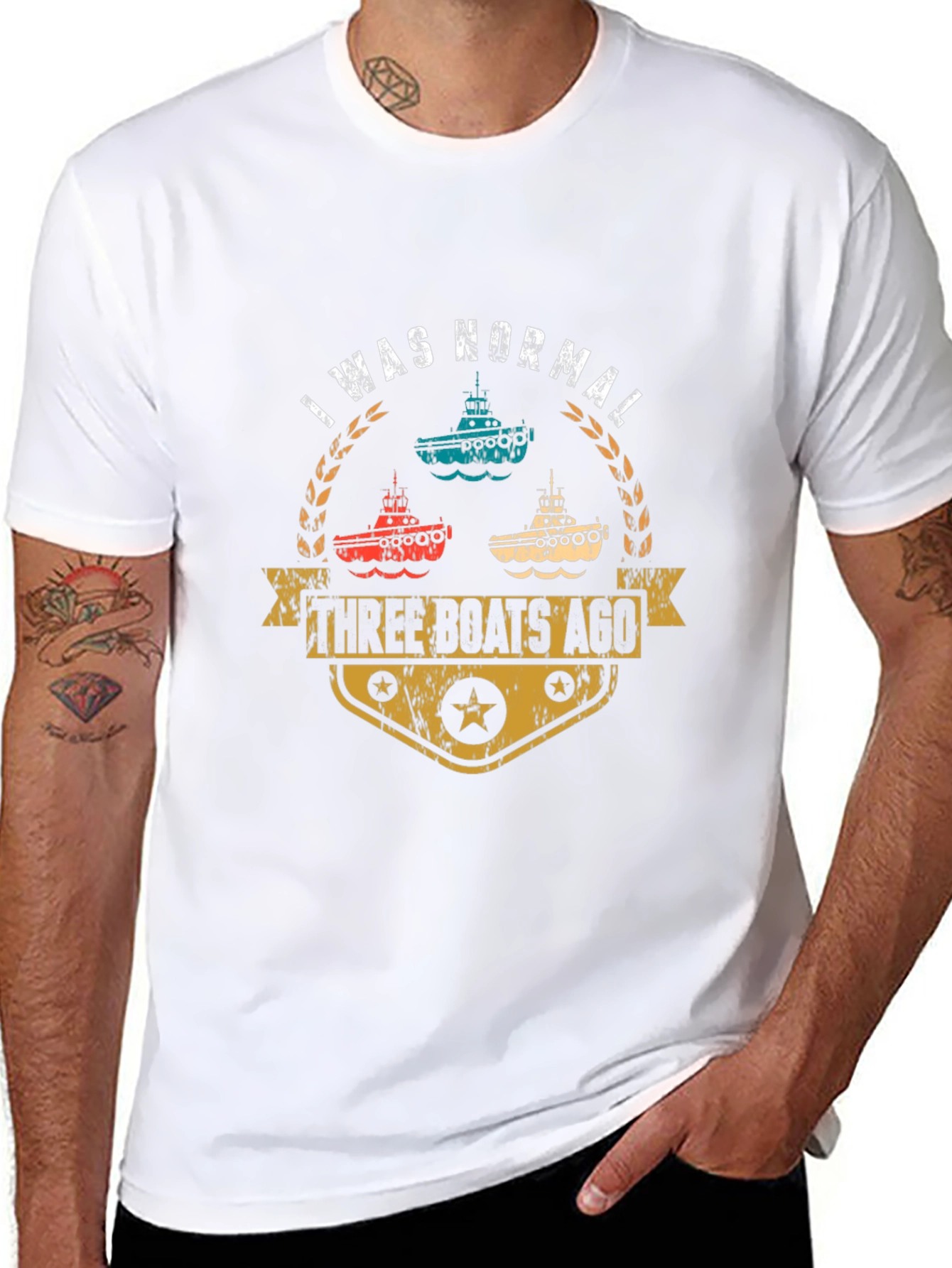 I Was Normal Three Boats Ago Black T-Shirt