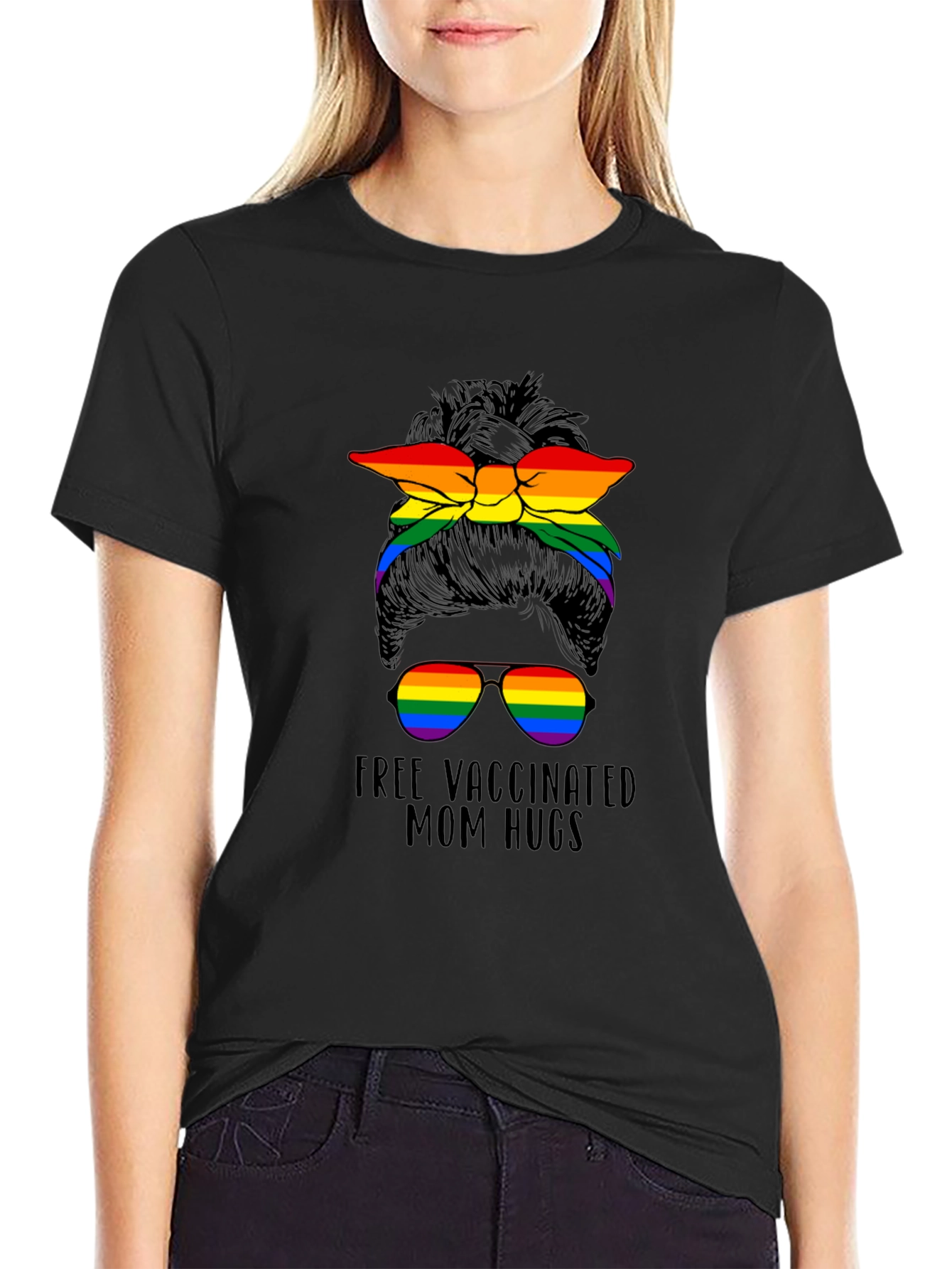 Vaccinated Mom Hugs T-Shirt Rainbow Bandana