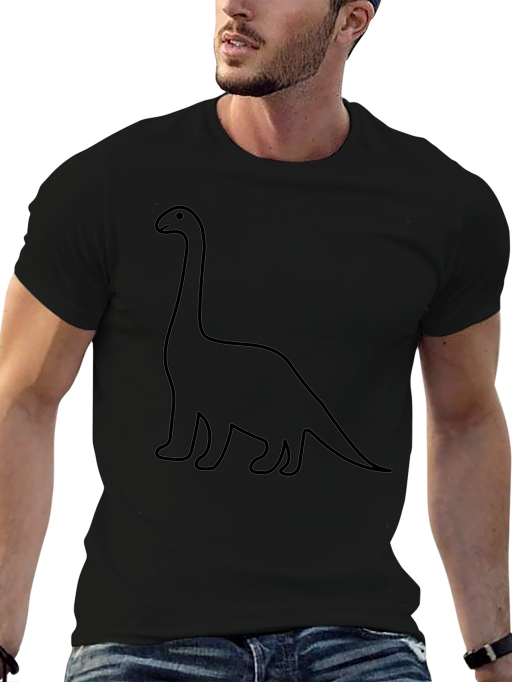 Dino Outline Graphic Tee - Classic Black T-Shirt