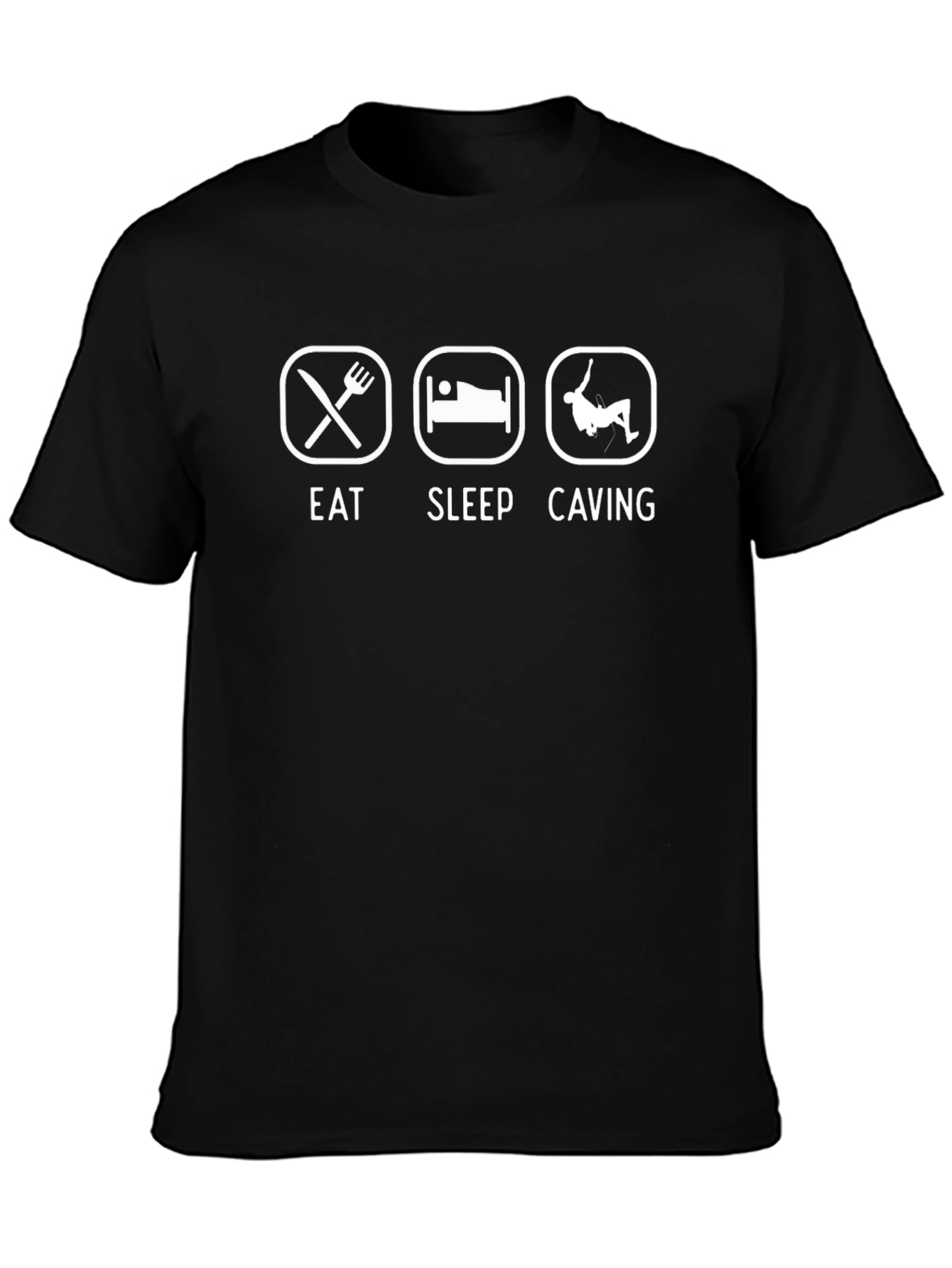 Eat Sleep Caving Black T-Shirt - Adventure Apparel